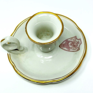 Hall Vintage 1900 Ceramic Bedside Candlestick‎ Deshler Hotel Stamped W.Logo #314